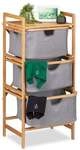relaxdays W&auml;schesortierer Bambus mit 3 F&auml;chern 96 x 44 x 34,5 cm braun