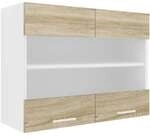 VCM H&auml;ngeschrank &raquo;Esilo&laquo; 2 Glas-T&uuml;ren braun, 80x60x31 cm
