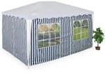 relaxdays 2er-Set Seitenteile f&uuml;r Pavillon 3x4m blau-wei&szlig; mehrfarbig
