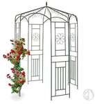 relaxdays Rosenpavillon Metall silber