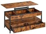 VASAGLE Couchtisch h&ouml;henverstellbar 100/50/48-63 cm braun, 50 cm