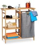 relaxdays Bambus Badregal mit W&auml;schekorb 80,5 x 80 x 33,5 cm natur/grau braun