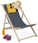 relaxdays Liegestuhl mit Holzgestell klappbar grau