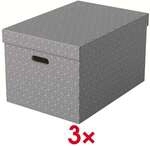 Esselte 3er-Set Archivbox &raquo;Home L&laquo; grau, 35.5x30.5x51 cm