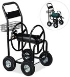 relaxdays Schlauchwagen XL Metall schwarz silber