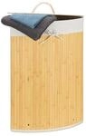 relaxdays Eckw&auml;schekorb Bambus 60 l beige