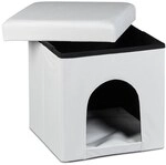 relaxdays Hundebox Sitzhocker - Kunstleder wei&szlig;