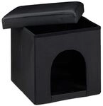 relaxdays Hundebox Sitzhocker - Kunstleder schwarz