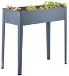 relaxdays Graues Hochbeet aus Metall schmal silber