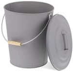 relaxdays Ascheeimer mit Deckel - 24 Liter grau, 35.5x42 cm