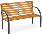relaxdays Holz-Gartenbank mit Stahlrahmen, 114 cm