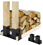 relaxdays 2er-Set Holzstapelhilfe schwarz, 34x16x10 cm
