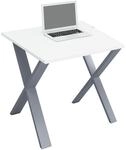 VCM Schreibtisch &raquo;Lona&laquo; 80/50 cm X-Fu&szlig;-Gestell silbern wei&szlig;, 80x76x50 cm
