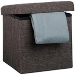 relaxdays Faltbarer Sitzhocker - Leinen braun