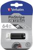 USB-Stick »Pin Stripe 64 GB« schwarz, Verbatim, 5.5x0.7x1.9 cm