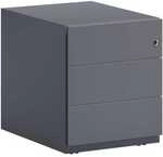 Bisley Stahl-Rollcontainer &raquo;Note&laquo; mit Universalschubladen, mit Griffleiste grau,