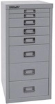 Bisley Schubladenschrank &raquo;MultiDrawer&laquo; A4, einbahnig, 8 Sch&uuml;be silber, 27.9x59x38