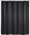 Wenko Anti-Schimmel Duschvorhang schwarz einfarbig Textil 180 cm x 200 cm schwarz,