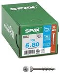 SPAX Universalschrauben T20 Senkkopf Edelstahl A2 5 x 80 mm 100 St&uuml;ck silber