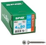 SPAX Universalschrauben &raquo;T20 Senkkopf BLANK A2&laquo; 4,5 x 50 mm 200 St&uuml;ck