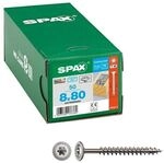 SPAX Holzbauschrauben &raquo;T40 Tellerkopf Edelstahl A2&laquo; 8 x 80 mm 50 St&uuml;ck silber