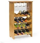 relaxdays Weinregal 16 Flaschen + 12 Gl&auml;ser Bambus braun, 50x84x24 cm