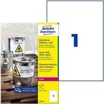 Avery Zweckform Wetterfeste Etiketten &raquo;L4775-8&laquo; wei&szlig; 210,0 x 297,0 mm 8 St&uuml;ck