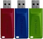 Verbatim 3er-Pack USB-Sticks &raquo;Slider&laquo; 16 GB rot, 2.1x1.1x5.9 cm