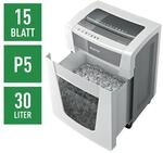 Leitz IQ Aktenvernichter &raquo;Office Pro P5&laquo; Mikroschnitt bis 15 Blatt wei&szlig;,