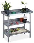 relaxdays Pflanztisch Holz 86 x 92 x 42 cm grau braun