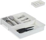 relaxdays Besteckkasten ausziehbar, 23.5x6x31.5 cm