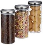 relaxdays Vorratsglas 3er Set je 1,3 l wei&szlig;