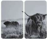 Wenko 2er-Set Herdabdeckplatte Universal &raquo;Highland Cattle&laquo; wei&szlig;, 30x4.5x52 cm