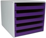M und M Schubladenbox mit lichtgrauer H&uuml;lle lila, 28.4x26x35.9 cm