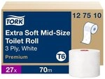 Tork Toilettenpapier Extra Soft Midi T6 Premium 3-lagig 27 Rollen (1 Karton &agrave; 27