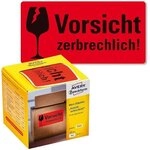Avery Zweckform Warnetiketten 7211 &raquo;Zerbrechlich&laquo;, 100 x 50 mm rot
