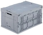 relaxdays Transportbox 60 L mit Deckel grau, 58.5x32.5x39.5 cm