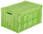 relaxdays Transportbox 60 L mit Deckel gr&uuml;n, 58.5x32.5x39.5 cm