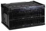 relaxdays Transportbox 60 L mit Deckel schwarz, 58.5x32.5x39.5 cm