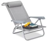 relaxdays Liegestuhl mit Nackenkissen klappbar grau