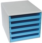 M und M Schubladenbox mit lichtgrauer H&uuml;lle blau, 28.4x26x35.9 cm