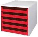 M und M Schubladenbox mit lichtgrauer H&uuml;lle rot, 28.4x26x35.9 cm