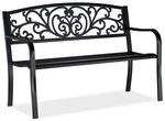 relaxdays Metall-Gartenbank mit floralen Ornamenten, 121 cm