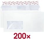 ELCO Briefumschl&auml;ge DL+ mit Fenster und Haftklebung - 200 St&uuml;ck wei&szlig;, 22.9x11.4 cm