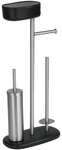 Wenko Stand-WC-Garnitur mit Zubeh&ouml;r-Box &raquo;Rivazza&laquo; schwarz, 32x72.5 cm