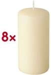 Papstar 8er-Pack Stumpenkerze &Oslash; 50 mm creme gold
