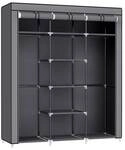 Songmics Kleiderschrank mit Stoff&uuml;berzug 150 x 45 x 175 cm grau, 150x175x45 cm