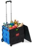 relaxdays Einkaufstrolley klappbar mit Deckel blau, 45.5x99x37.5 cm