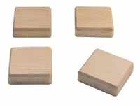 4er-Pack Holz-Magnete quadratisch 33 x 33 x 9 mm mehrfarbig, Sigel, 3.3x0.9 cm