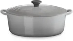 Le Creuset Ovaler Br&auml;ter Tradition aus Gusseisen mit Phenolknopf 31cm Perlgrau